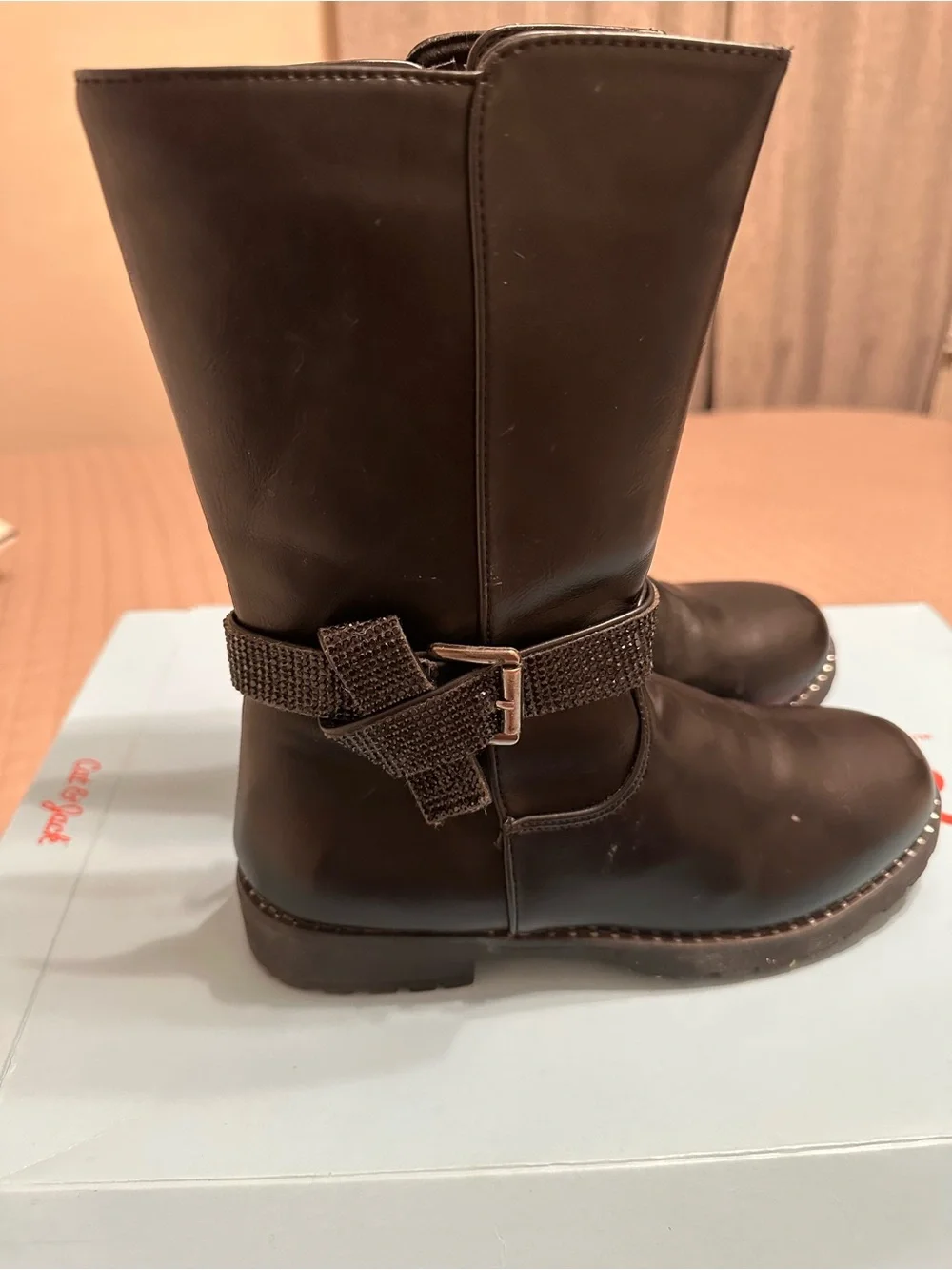 Cat & Jack Kids Black Mid-Calf Buckle Boots